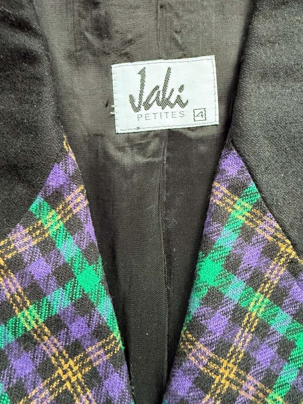 Jaki Petites Vintage Plaid Wool Blend Blazer Jacket Size 4 - Picture 4 of 7